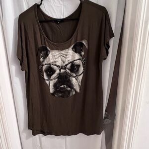 OLIVE did with glasses t shirt size lg